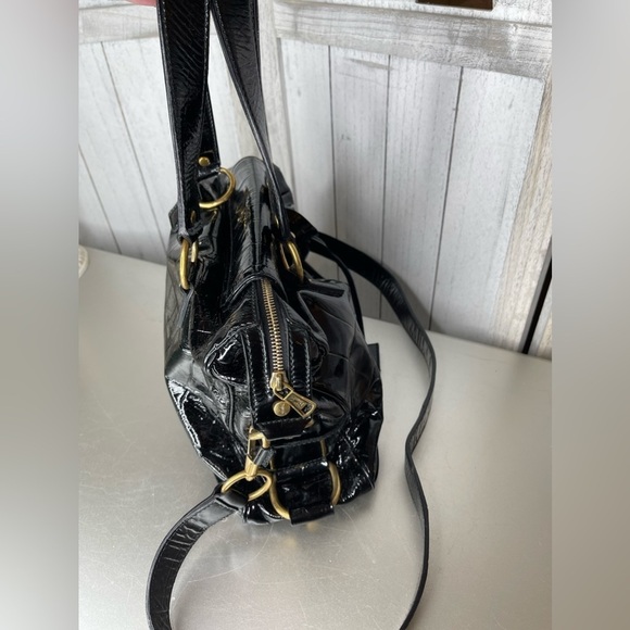 Yves Saint Laurent Croco-Embossed Muse Tote Leather Shoulder Bag Patent YSL - Picture 6 of 10